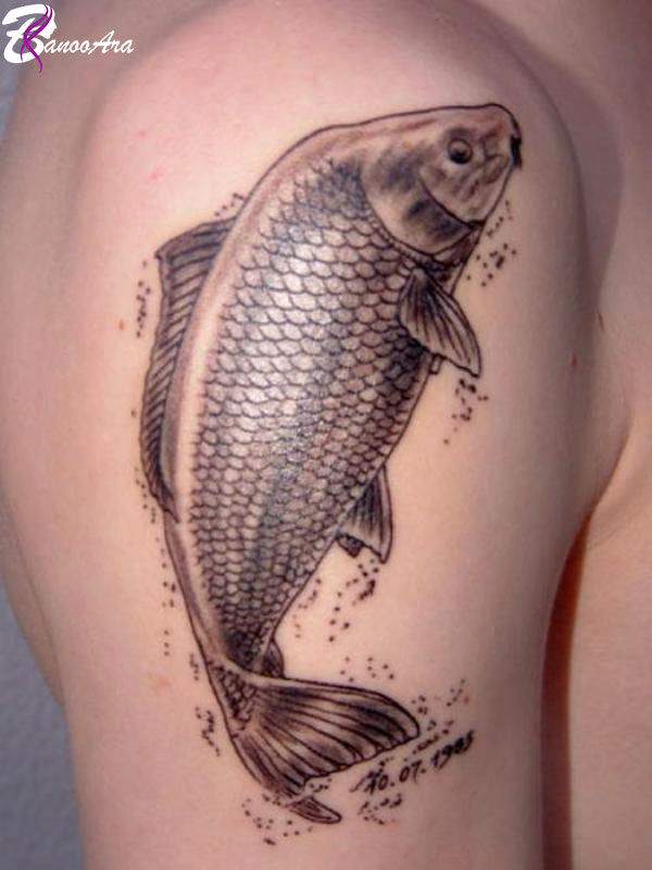 طرح تاتو ماهی روی بازو