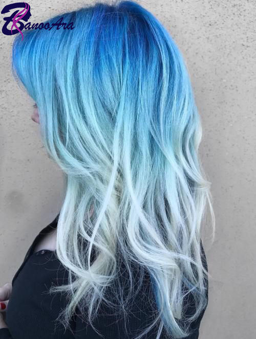 رنگ مو یخی آبی ( رنگساژ یخی آبی )