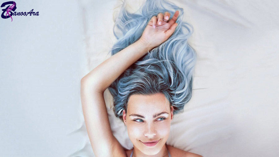 ترکیب رنگ مو آبی با دکلره